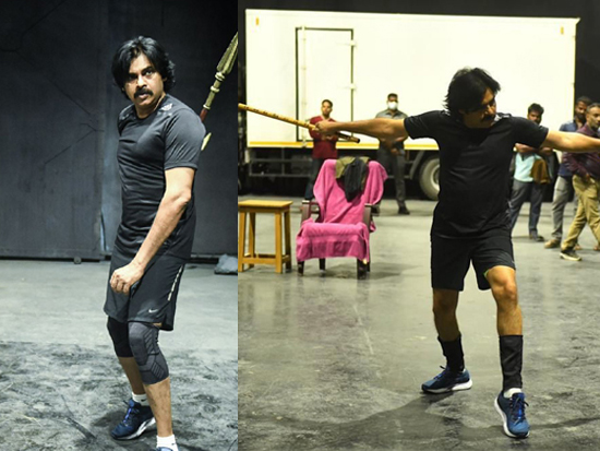 Pawan kalyan Rehearsing Actions Sequence for HariHaraVeeraMallu
